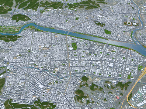 Ulsan city south korea 100km 3D Model