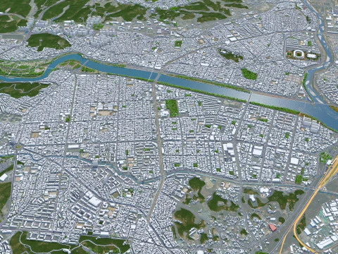 Ulsan city south korea 100km 3D Model