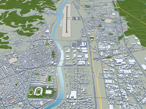 Ulsan city south korea 100km 3D Model