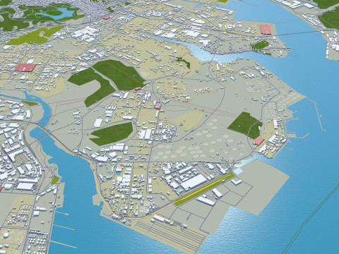 Ulsan city south korea 100km 3D Model