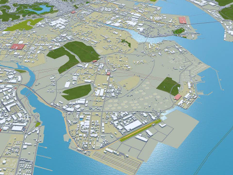 Ulsan city south korea 100km 3D Model