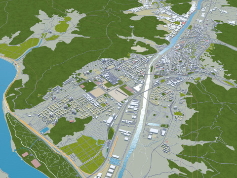 Ulsan city south korea 100km 3D Model