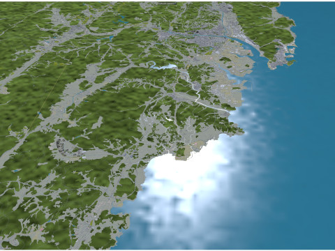 Ulsan city south korea 100km 3D Model