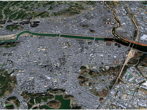 Ulsan city south korea 100km 3D Model