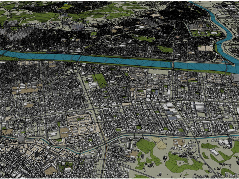 Ulsan city south korea 100km 3D Model