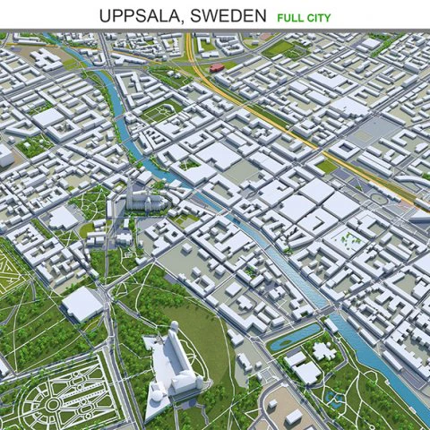 Uppsala city sweden 40km 3D Model .c4d .max .obj .3ds .fbx .stl .blend 