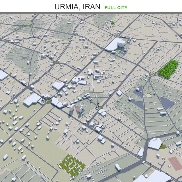 Urmia city iran 40km 3D Model .c4d .max .obj .3ds .fbx .stl .blend 