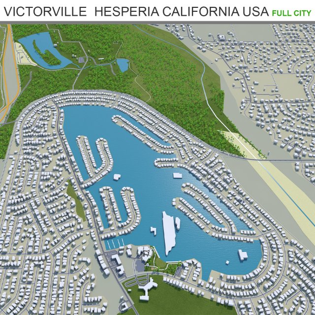 Victorville and hesperia city california usa 70km Model 3D .c4d .max .obj .3ds .fbx .stl .blend 