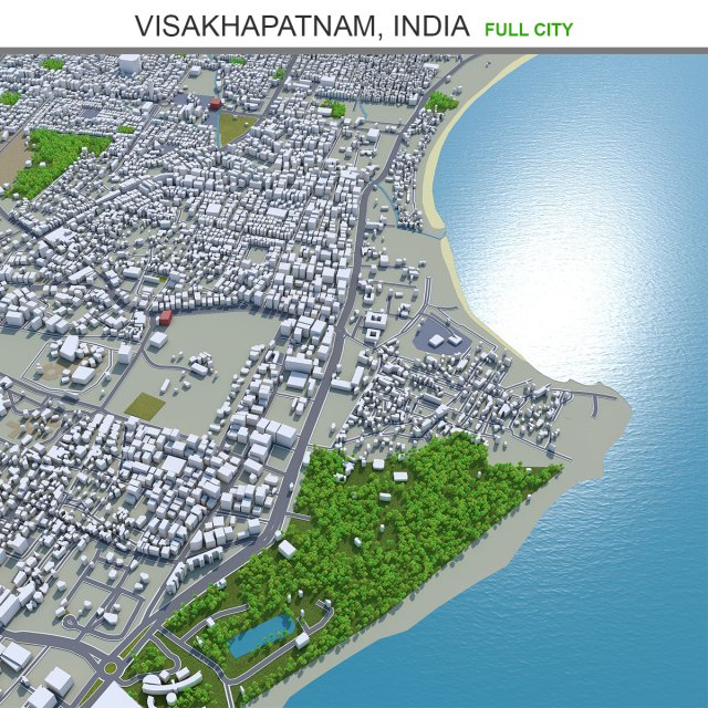 Visakhapatnam city india 80km Modèle 3D .c4d .max .obj .3ds .fbx .stl .blend 