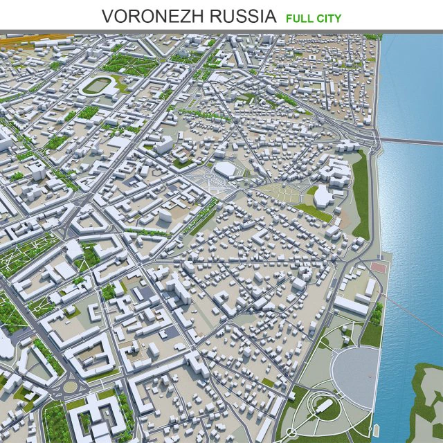 Voronezh city russia 60km 3D Model .c4d .max .obj .3ds .fbx .stl .blend 