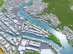 Місто Вангарей, Нова Зеландія, 30 км 3D Модель