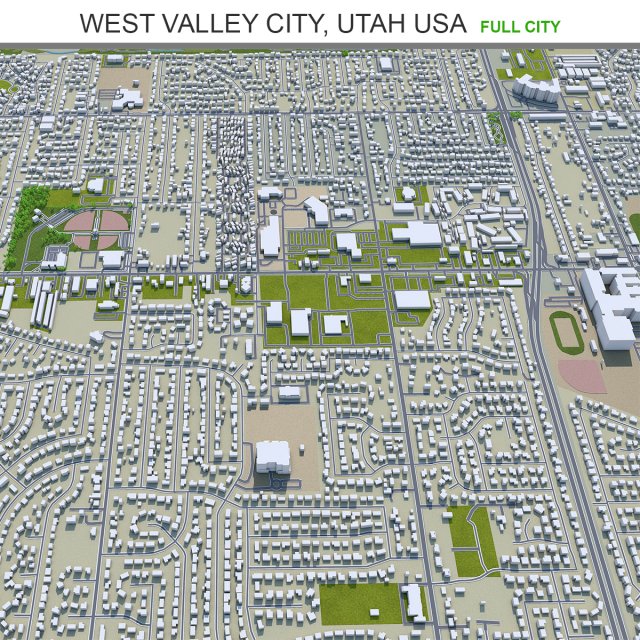 West valley city utah usa 40km 3D Модель .c4d .max .obj .3ds .fbx .stl .blend