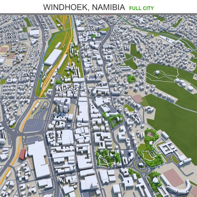 Windhoek city namibia 40km Modello 3D .c4d .max .obj .3ds .fbx .stl .blend 