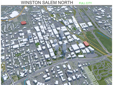 Winston salem city north carolina usa 50km 3D Model