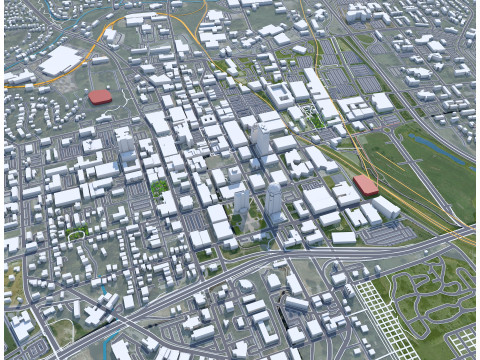 Winston salem city north carolina usa 50km Model 3D