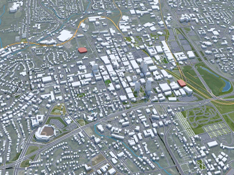 Winston salem city north carolina usa 50km 3D Model