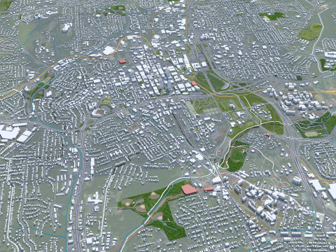 Winston salem city north carolina usa 50km Model 3D