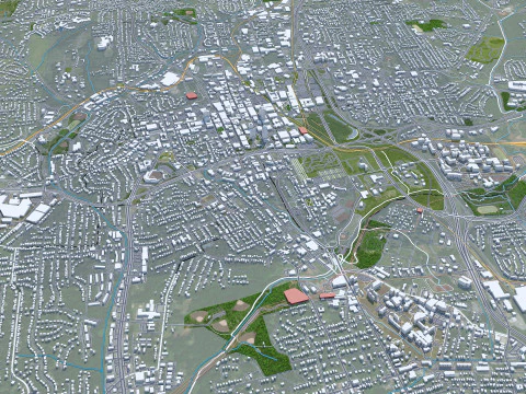 Winston salem city north carolina usa 50km 3D Model