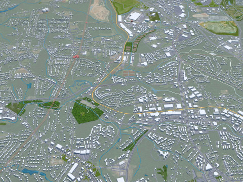 Winston salem city north carolina usa 50km Model 3D