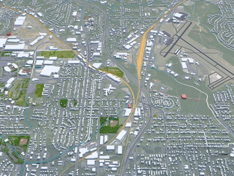 Winston salem city north carolina usa 50km 3D Model