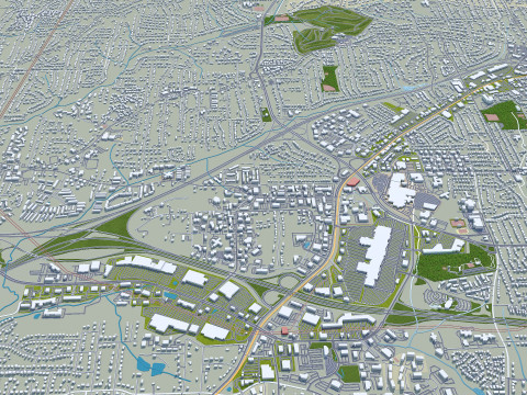 Winston salem city north carolina usa 50km Model 3D