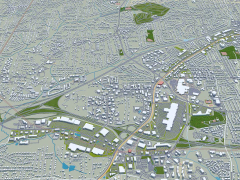 Winston salem city north carolina usa 50km 3D Model