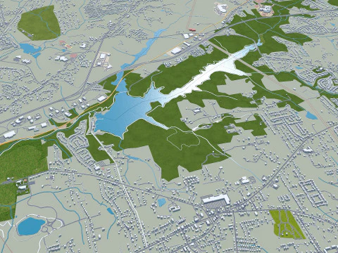 Winston salem city north carolina usa 50km 3D Model