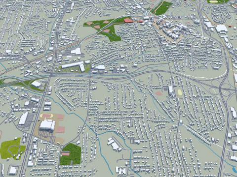 Winston salem city north carolina usa 50km 3D Model