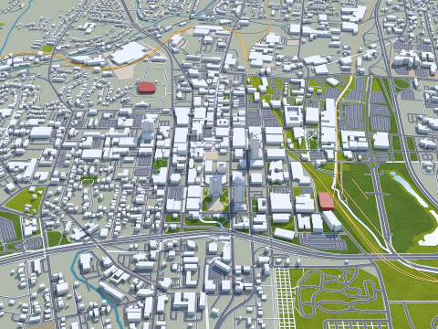 Winston salem city north carolina usa 50km 3D Model