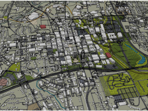 Winston salem city north carolina usa 50km Model 3D