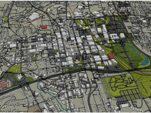 Winston salem city north carolina usa 50km 3D Model