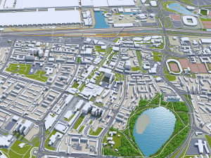 Wolfsburg city germany 40km 3D Model
