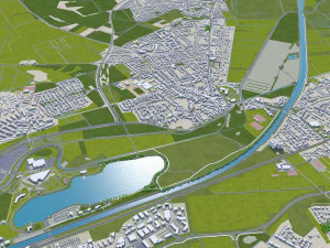 Wolfsburg city germany 40km 3D Model