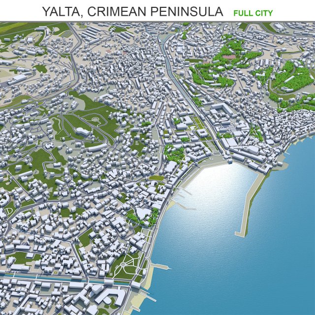 Yalta crimean city peninsula 30km 3D Model .c4d .max .obj .3ds .fbx .stl .blend 