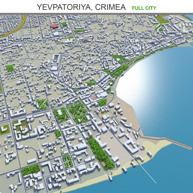 Yevpatoriya city crimea 30km 3D Модель .c4d .max .obj .3ds .fbx .stl .blend 