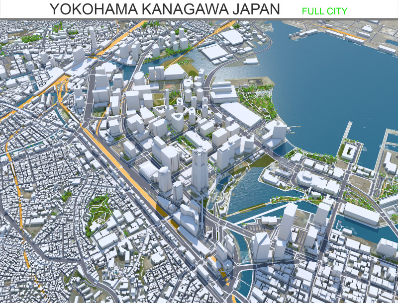 Yokohama city kanagawa japan 60km Modelo 3D .c4d .max .obj .3ds .fbx .stl .blend 