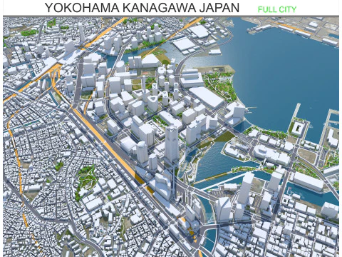 Місто Йокогама, Канагава, Японія, 60 км 3D Модель