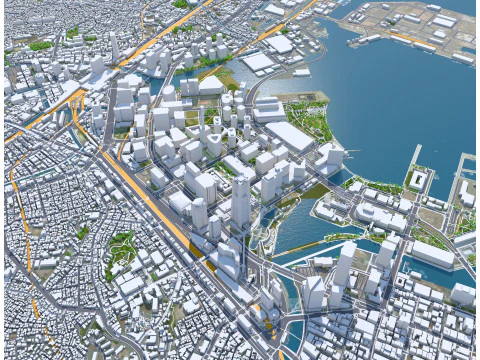 Cidade de Yokohama Kanagawa Jap&atilde;o 60 km Modelo 3D