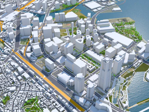 Cidade de Yokohama Kanagawa Jap&atilde;o 60 km Modelo 3D