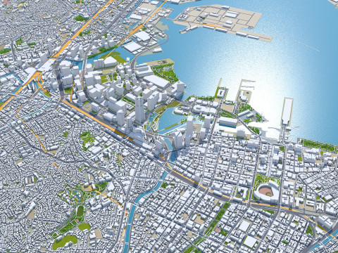 Yokohama city kanagawa japan 60km Modelo 3D