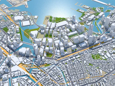 Cidade de Yokohama Kanagawa Jap&atilde;o 60 km Modelo 3D