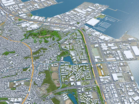 Cidade de Yokohama Kanagawa Jap&atilde;o 60 km Modelo 3D