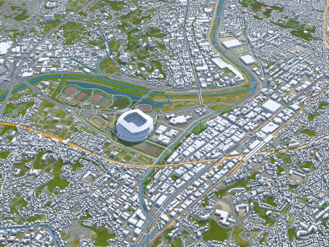 Cidade de Yokohama Kanagawa Jap&atilde;o 60 km Modelo 3D