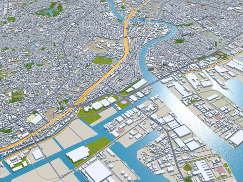 Yokohama city kanagawa japan 60km Modelo 3D