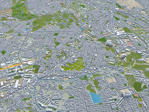 Cidade de Yokohama Kanagawa Jap&atilde;o 60 km Modelo 3D
