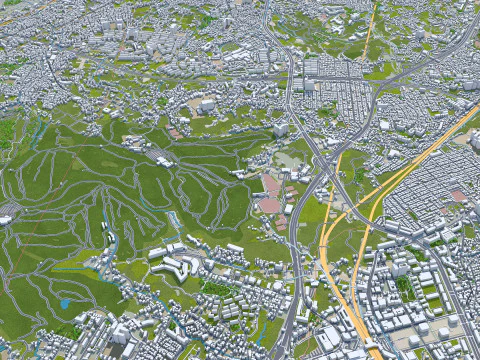 Cidade de Yokohama Kanagawa Jap&atilde;o 60 km Modelo 3D