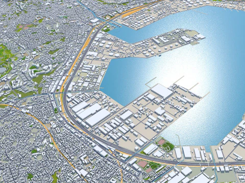 Cidade de Yokohama Kanagawa Jap&atilde;o 60 km Modelo 3D