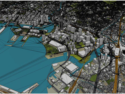 Cidade de Yokohama Kanagawa Jap&atilde;o 60 km Modelo 3D