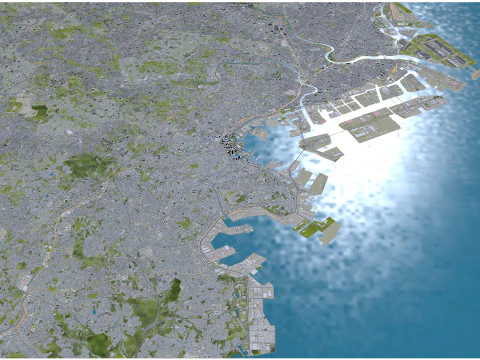 Cidade de Yokohama Kanagawa Jap&atilde;o 60 km Modelo 3D