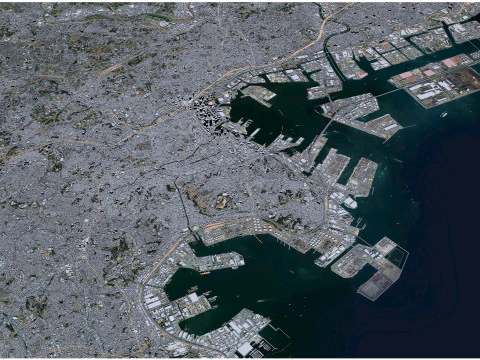 Cidade de Yokohama Kanagawa Jap&atilde;o 60 km Modelo 3D